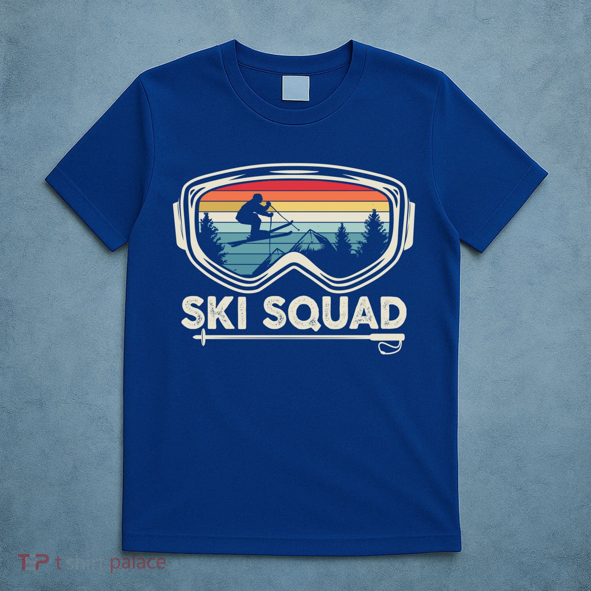 Ski Squad Team Retro Sunset Ski Lover Skier Vintage Skiing Cute Gift T-Shirt