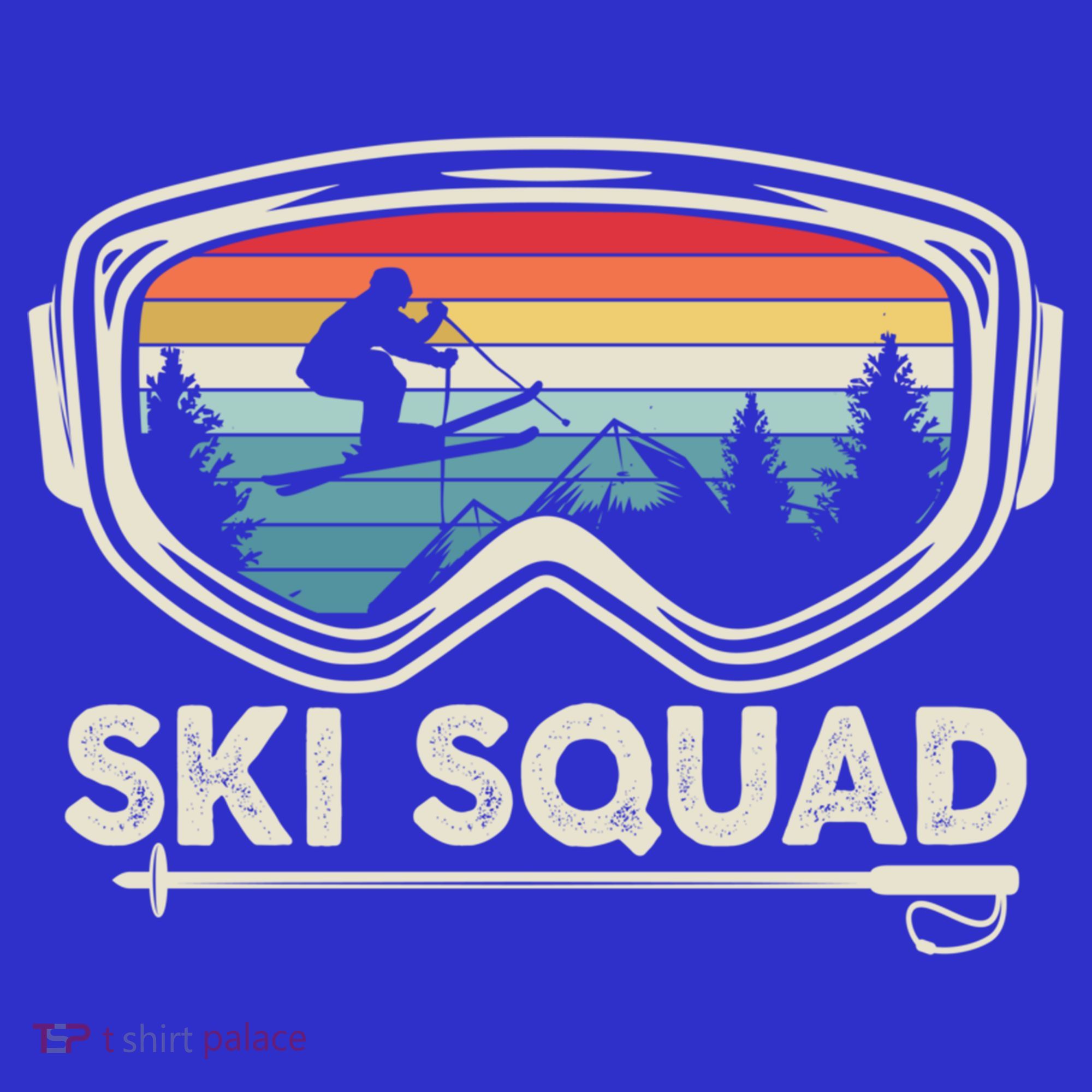 Ski Squad Team Retro Sunset Ski Lover Skier Vintage Skiing Cute Gift T-Shirt