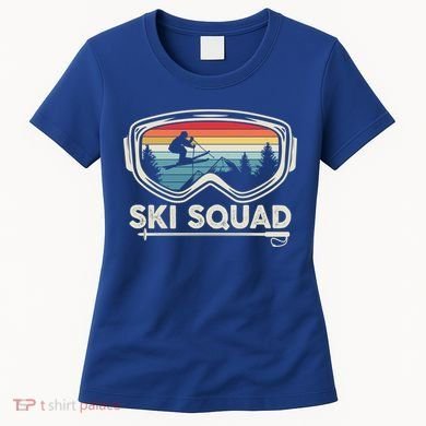 Ski Squad Team Retro Sunset Ski Lover Skier Vintage Skiing Cute Gift Women's T-Shirt