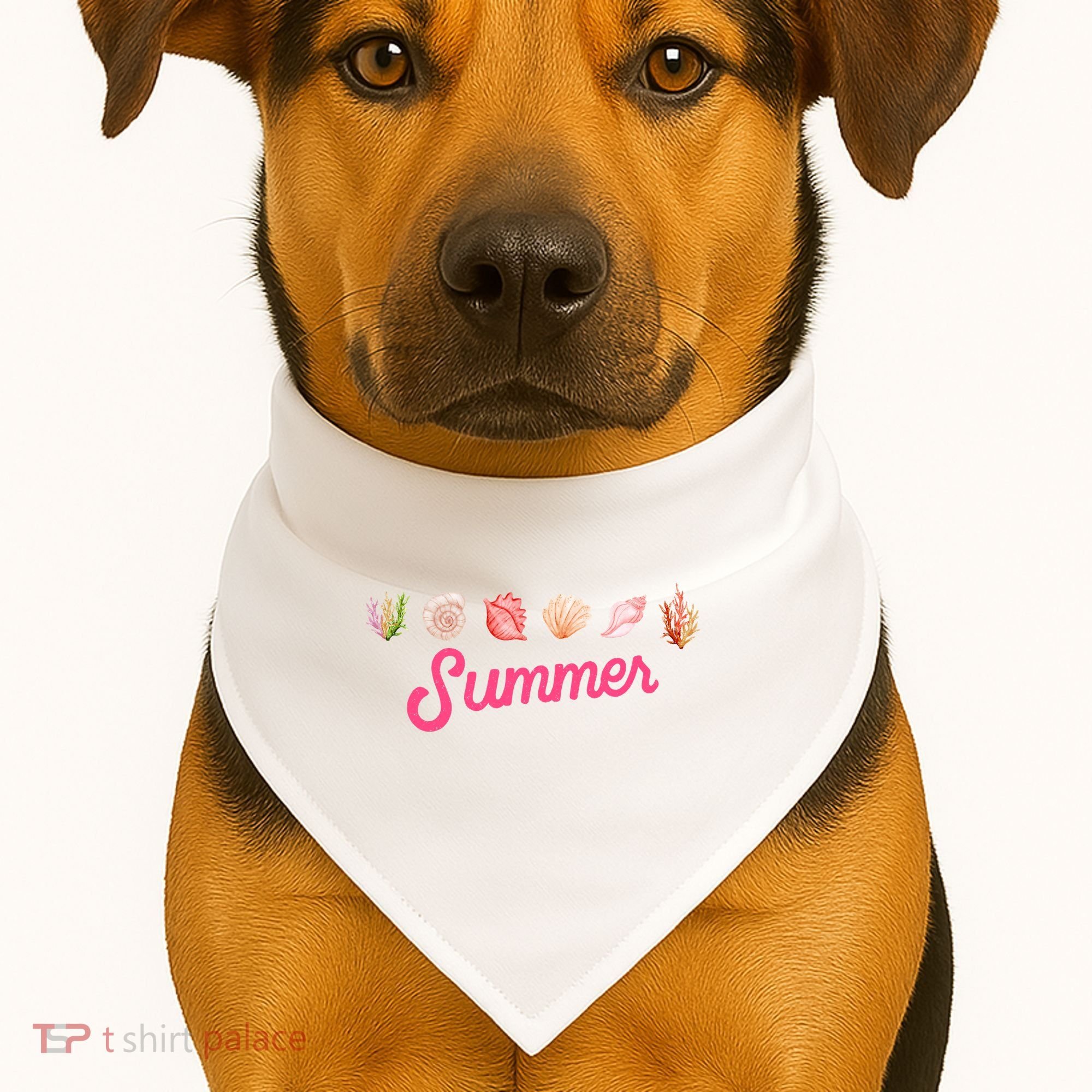 Summer Seashell Tropical USA-Made Doggie Bandana