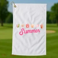 Summer Seashell Tropical Golf Towel thumb 1