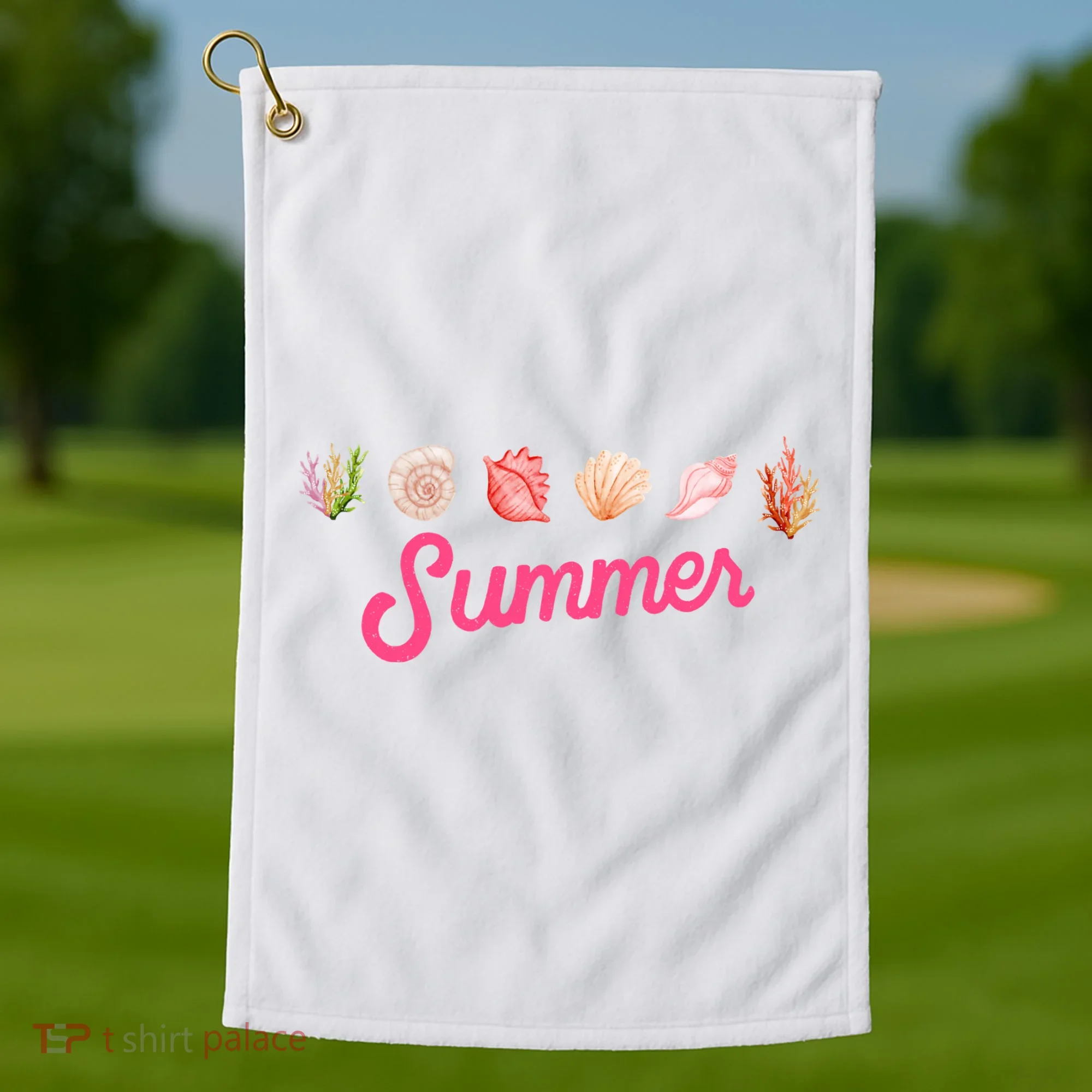 Summer Seashell Tropical Golf Towel