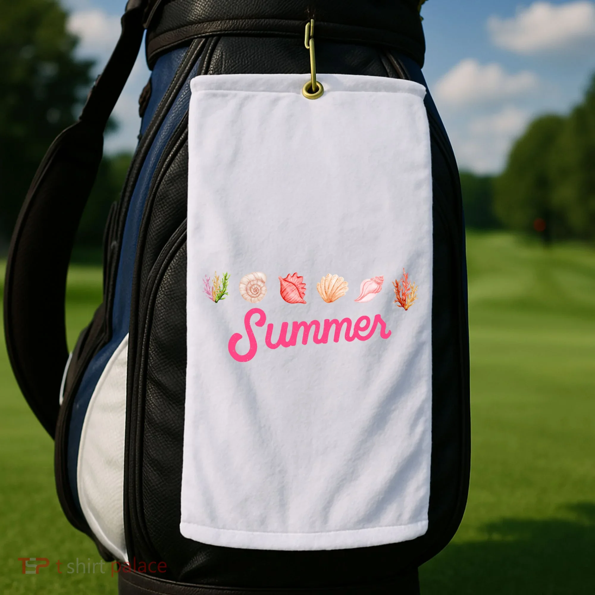 Summer Seashell Tropical Golf Towel