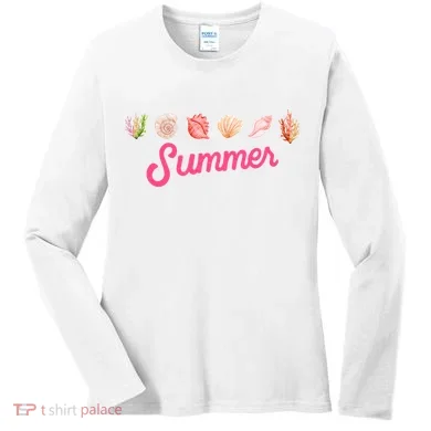 Summer Seashell Tropical Women's Long Sleeve Shirt