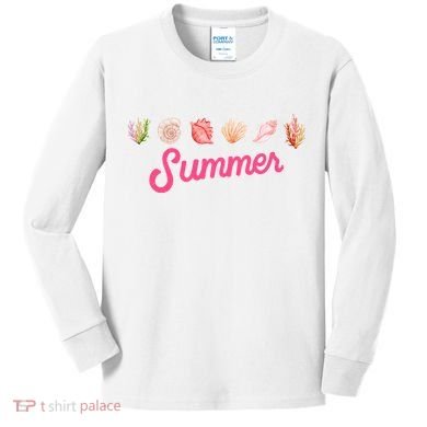 Summer Seashell Tropical Kids Long Sleeve Shirt