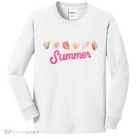 Summer Seashell Tropical Kids Long Sleeve Shirt thumb 0