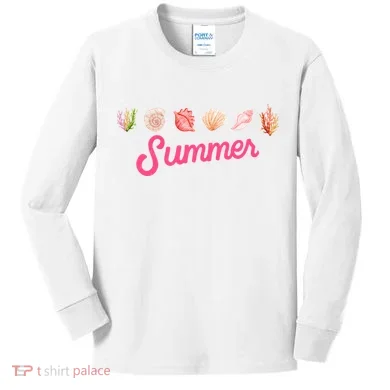 Summer Seashell Tropical Kids Long Sleeve Shirt