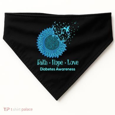 Support Squad Type 1 Diabetes Awareness T1D Blue Ribbon USA-Made Doggie Bandana