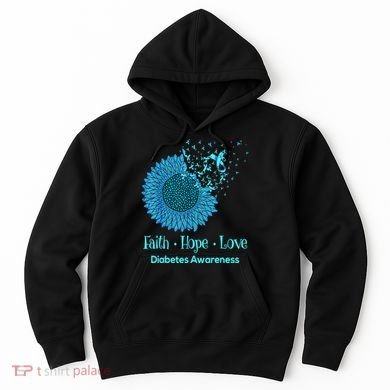 Support Squad Type 1 Diabetes Awareness T1D Blue Ribbon Hoodie