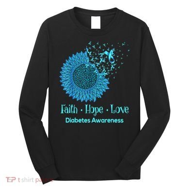 Support Squad Type 1 Diabetes Awareness T1D Blue Ribbon Long Sleeve Shirt