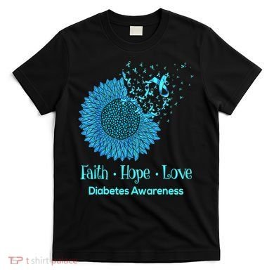 Support Squad Type 1 Diabetes Awareness T1D Blue Ribbon T-Shirt