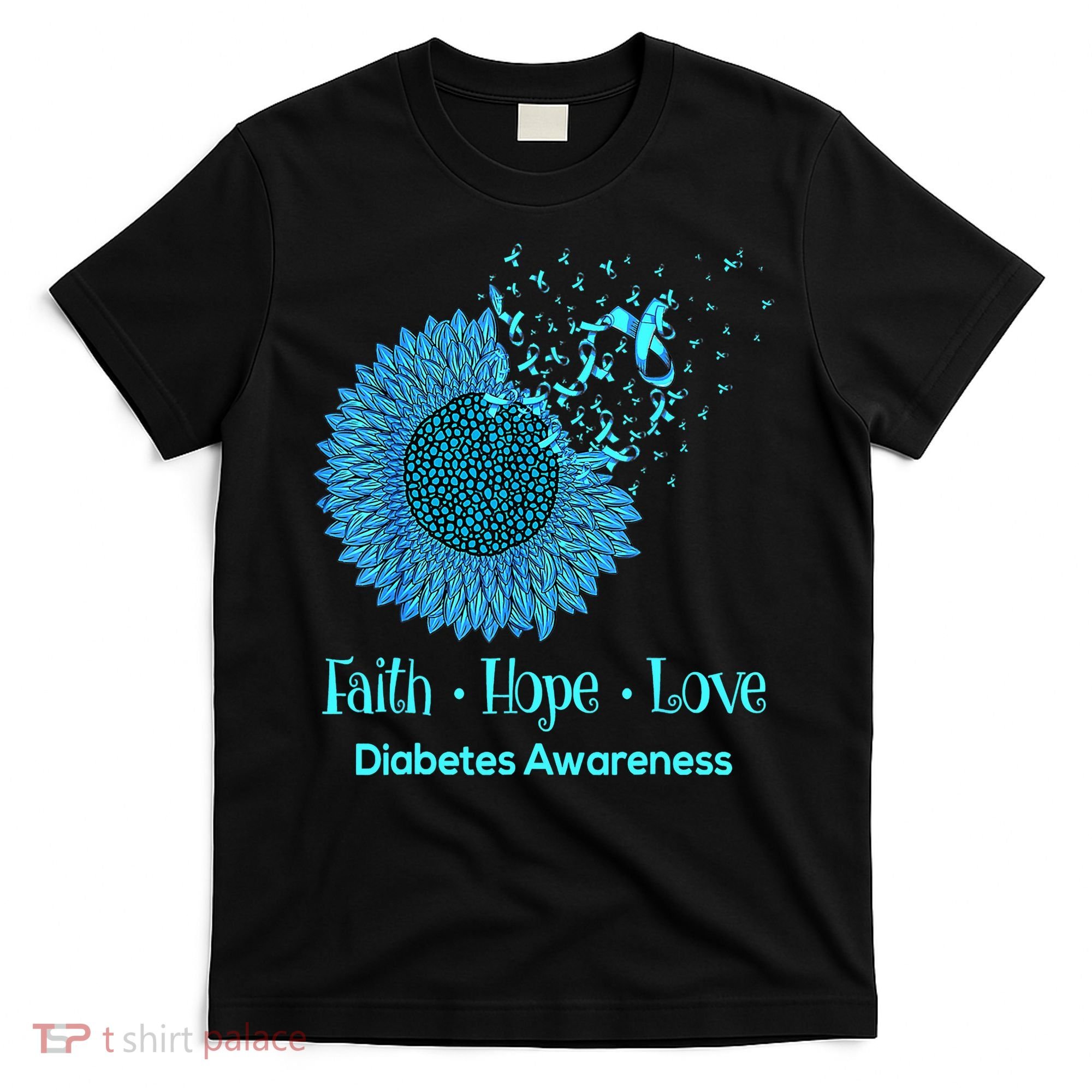 Support Squad Type 1 Diabetes Awareness T1D Blue Ribbon T-Shirt