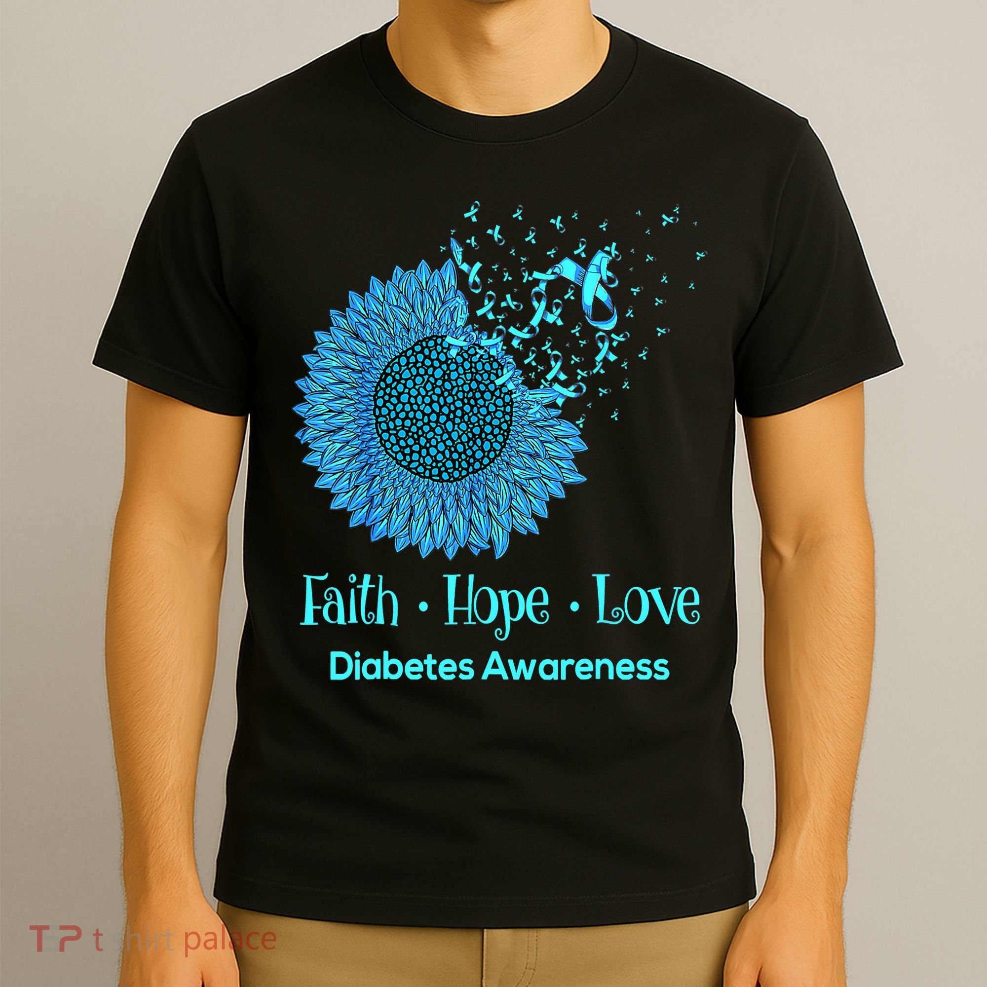 Support Squad Type 1 Diabetes Awareness T1D Blue Ribbon T-Shirt
