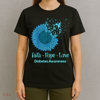 Support Squad Type 1 Diabetes Awareness T1D Blue Ribbon T-Shirt thumb 4