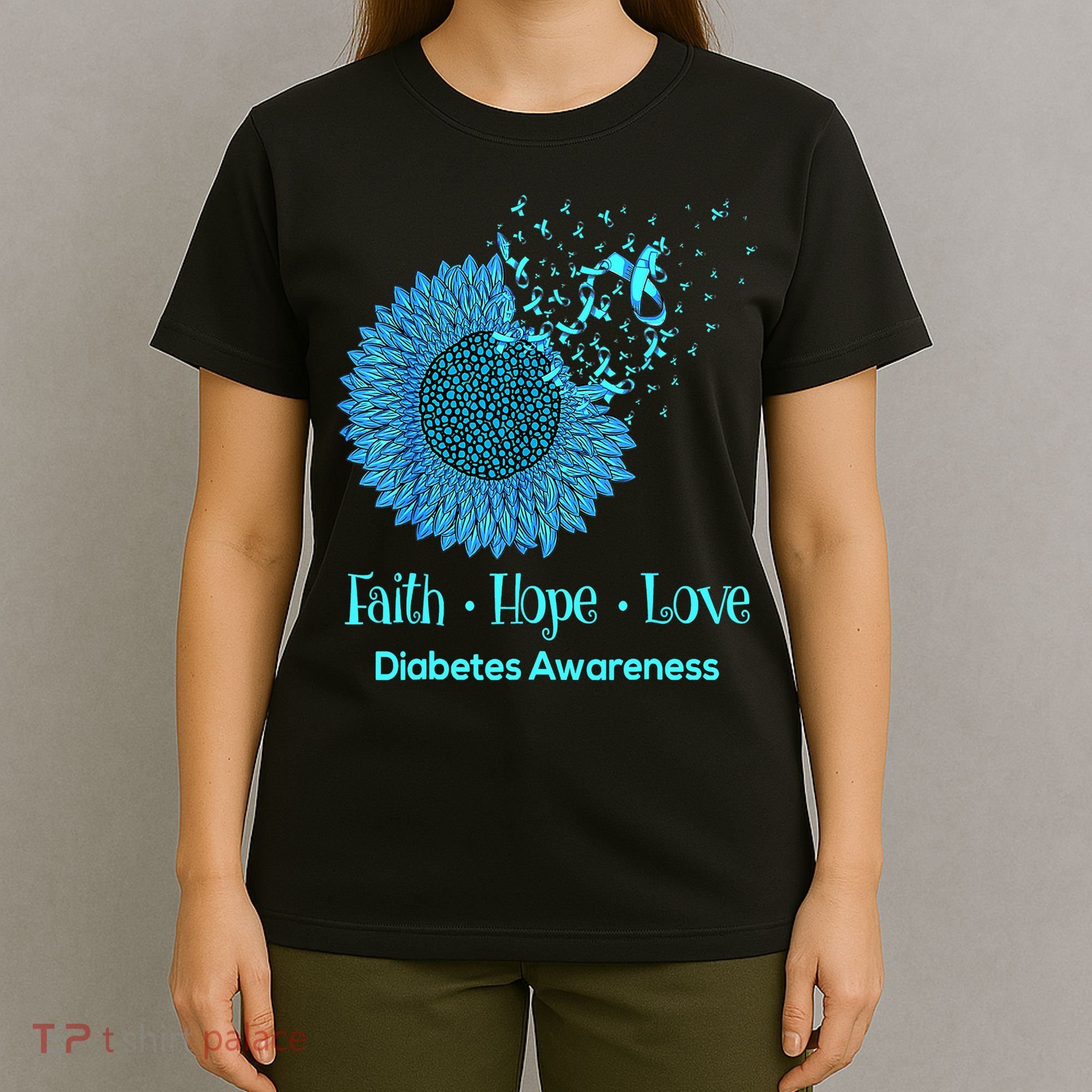 Support Squad Type 1 Diabetes Awareness T1D Blue Ribbon T-Shirt