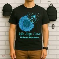 Support Squad Type 1 Diabetes Awareness T1D Blue Ribbon T-Shirt thumb 6