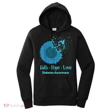 Support Squad Type 1 Diabetes Awareness T1D Blue Ribbon Women's Hoodie