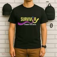 Survivor Stronger Than Cancer Bladder Cancer Awareness T-Shirt thumb 6