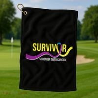 Survivor Stronger Than Cancer Bladder Cancer Awareness Golf Towel thumb 1