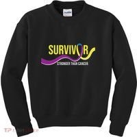 Survivor Stronger Than Cancer Bladder Cancer Awareness Kids Sweatshirt thumb 0