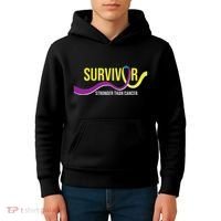 Survivor Stronger Than Cancer Bladder Cancer Awareness Kids Hoodie thumb 4