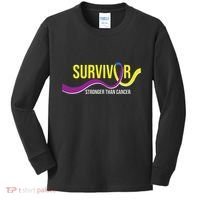 Survivor Stronger Than Cancer Bladder Cancer Awareness Kids Long Sleeve Shirt thumb 0