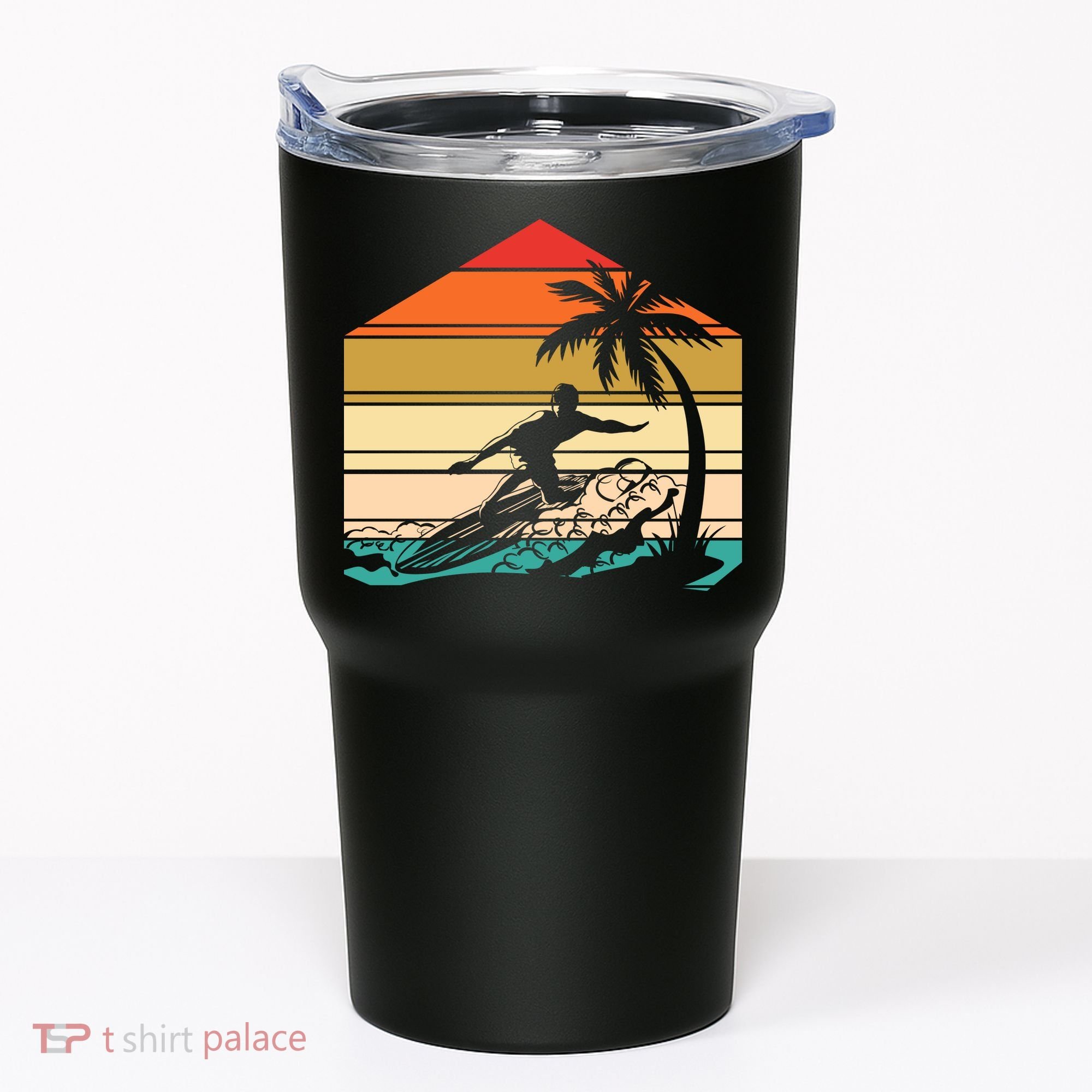 Surfer Summer Tropical Sunset Tumbler