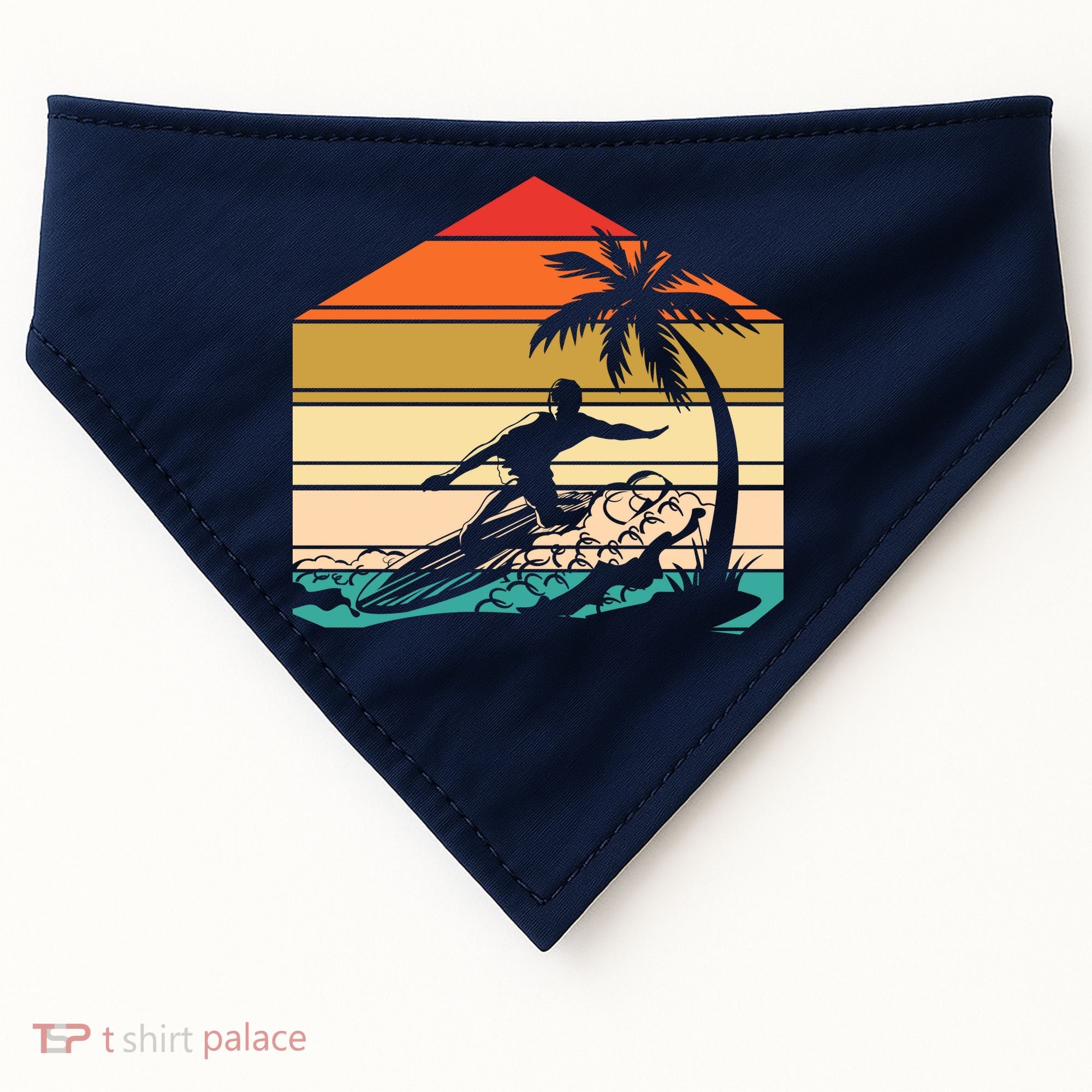 Surfer Summer Tropical Sunset USA-Made Doggie Bandana