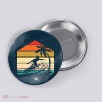 Surfer Summer Tropical Sunset Button thumb 0