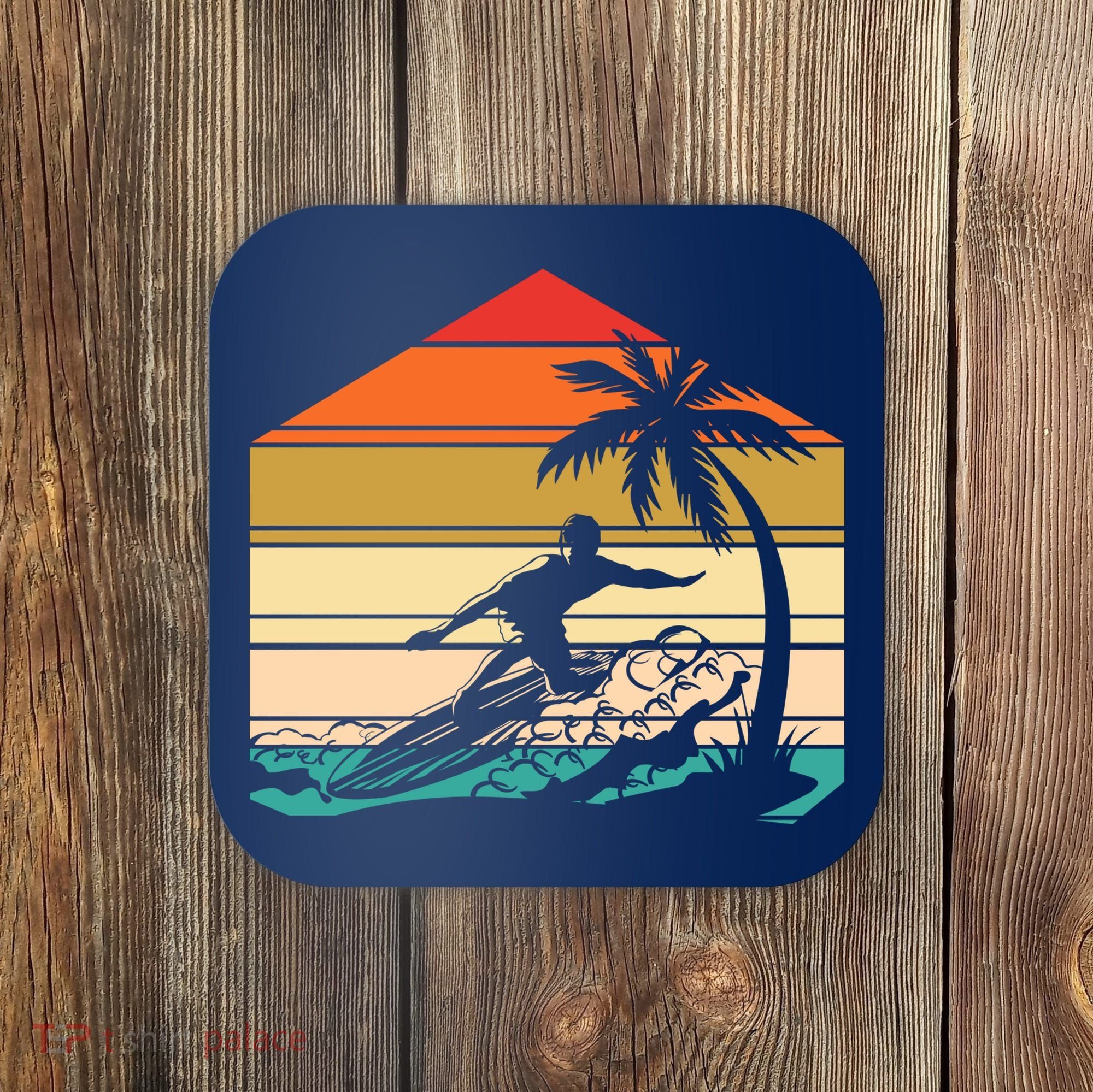 Surfer Summer Tropical Sunset Coaster