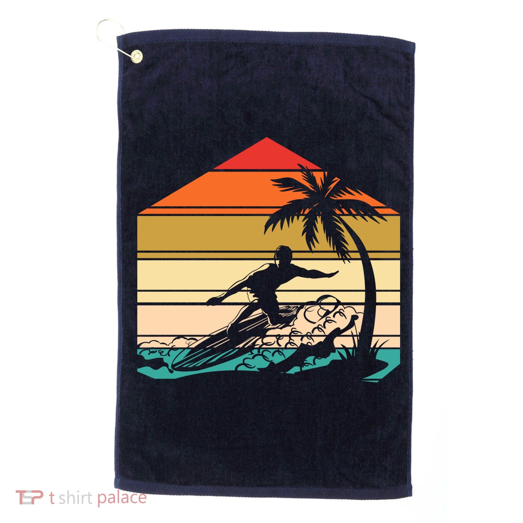 Surfer Summer Tropical Sunset Golf Towel