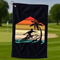 Surfer Summer Tropical Sunset Golf Towel thumb 1