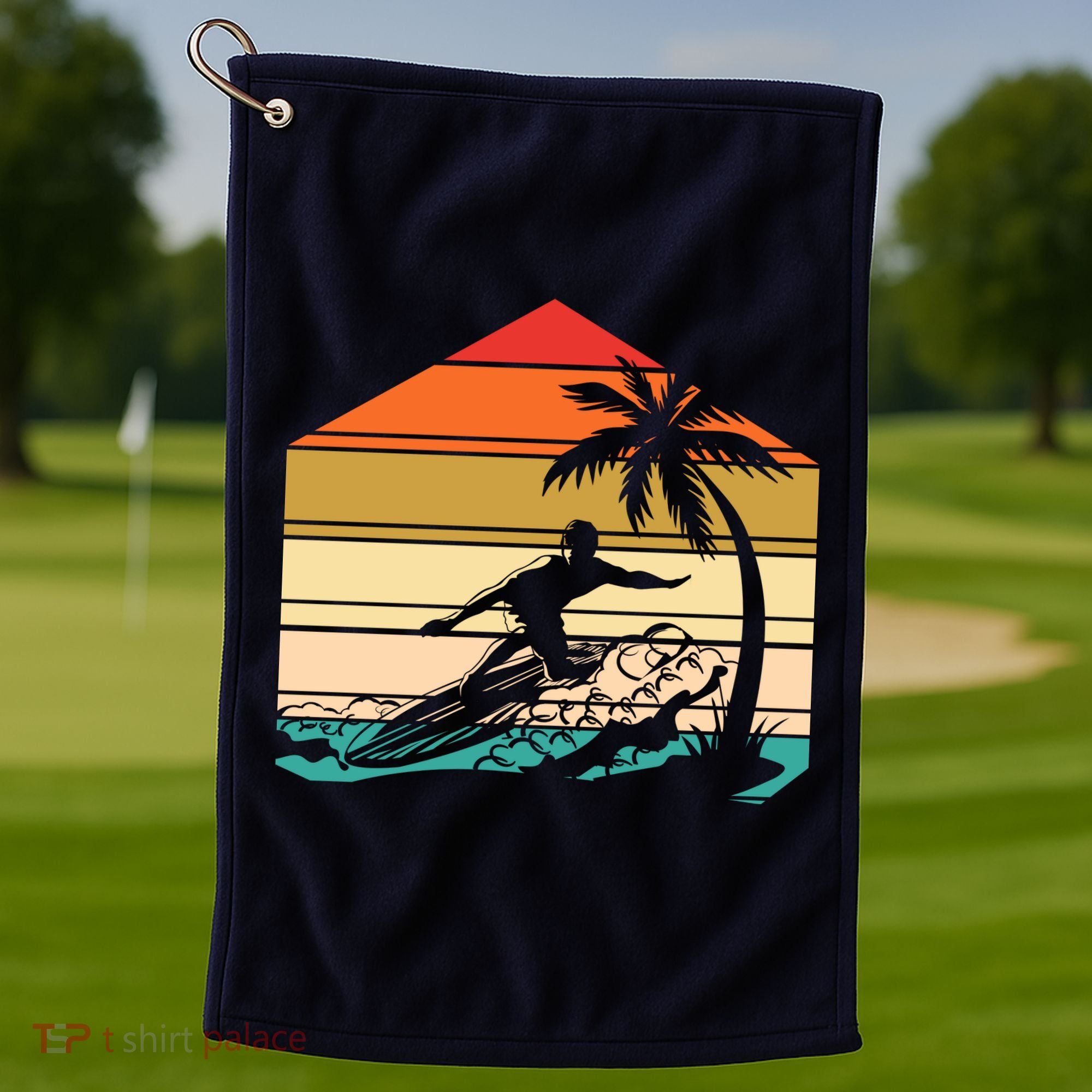 Surfer Summer Tropical Sunset Golf Towel