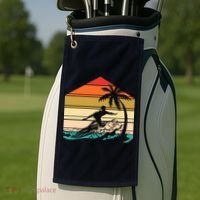 Surfer Summer Tropical Sunset Golf Towel thumb 2