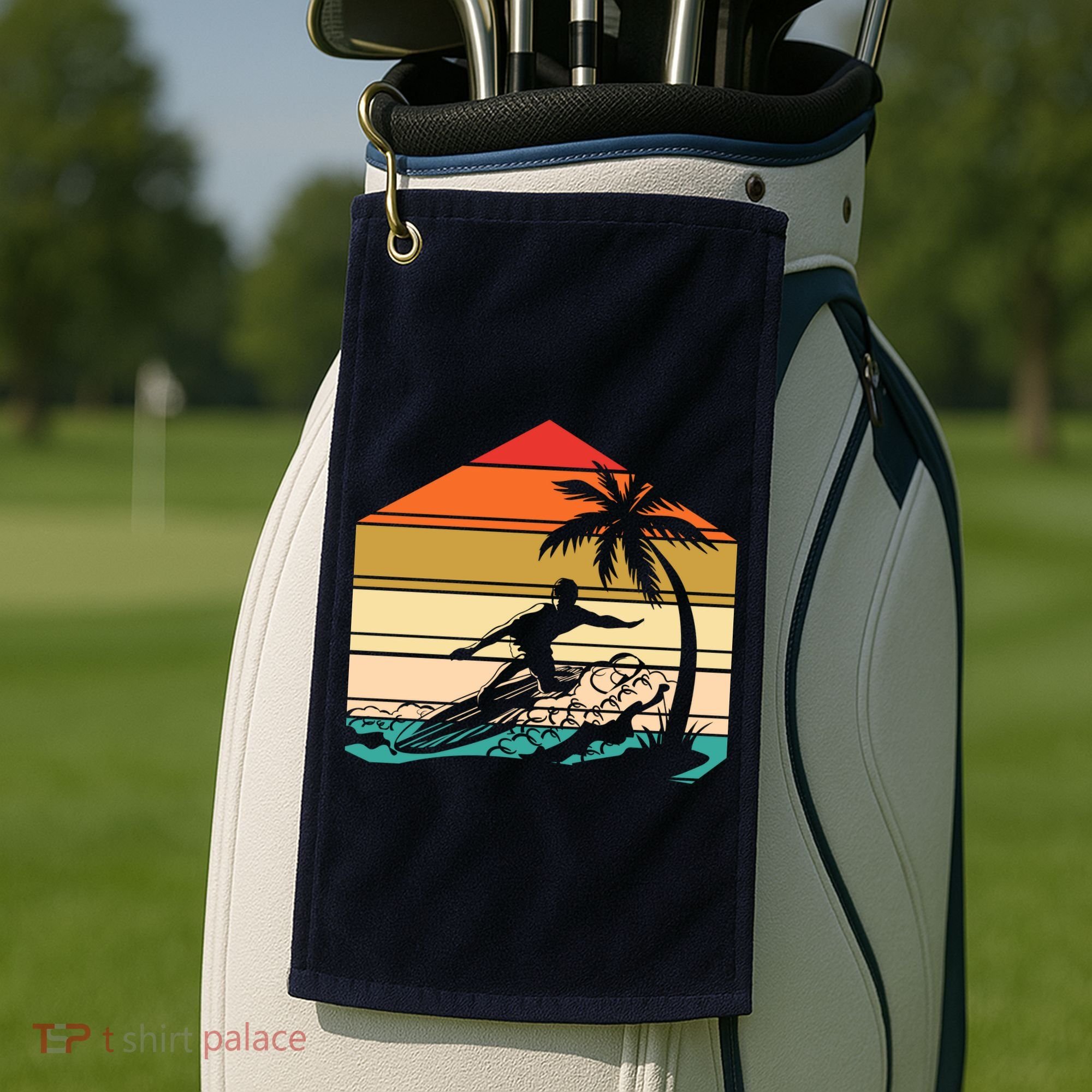 Surfer Summer Tropical Sunset Golf Towel