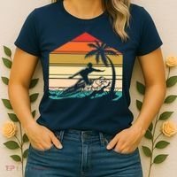 Surfer Summer Tropical Sunset Women's T-Shirt thumb 2