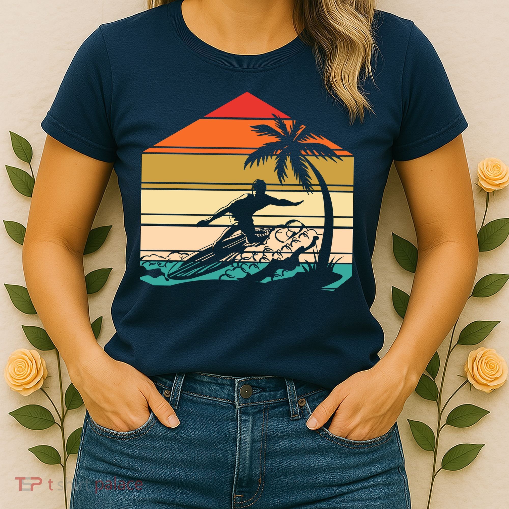 Surfer Summer Tropical Sunset Women's T-Shirt