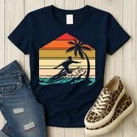 Surfer Summer Tropical Sunset Women's T-Shirt thumb 3