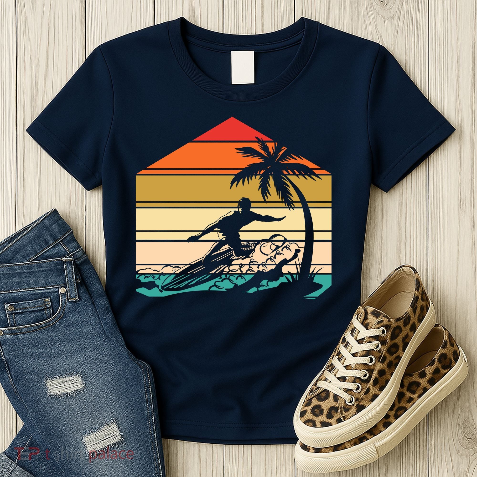 Surfer Summer Tropical Sunset Women's T-Shirt