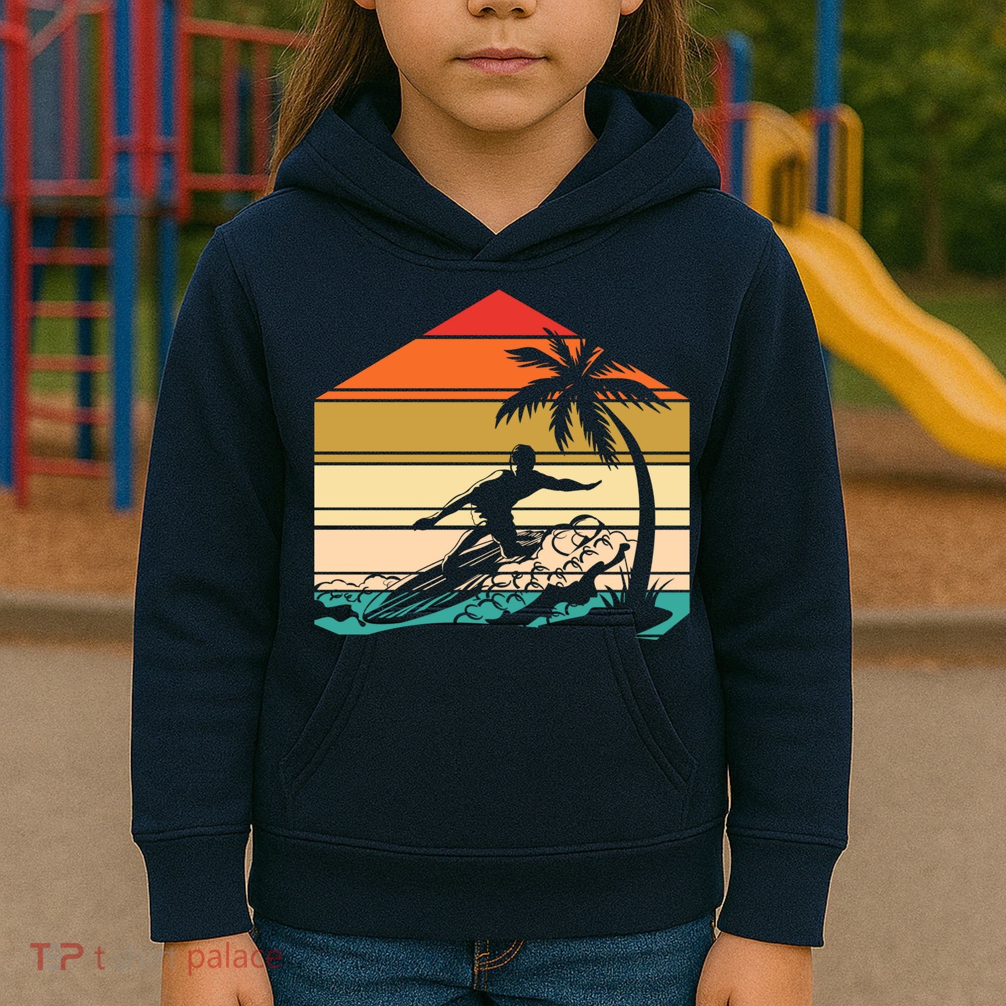 Surfer Summer Tropical Sunset Kids Hoodie