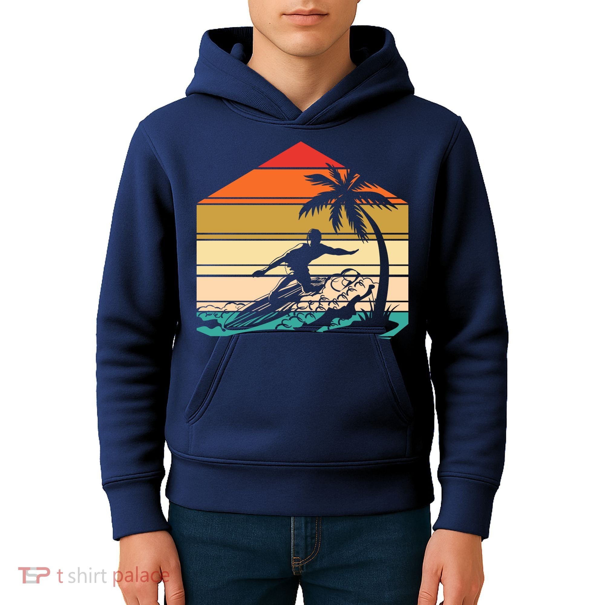 Surfer Summer Tropical Sunset Kids Hoodie