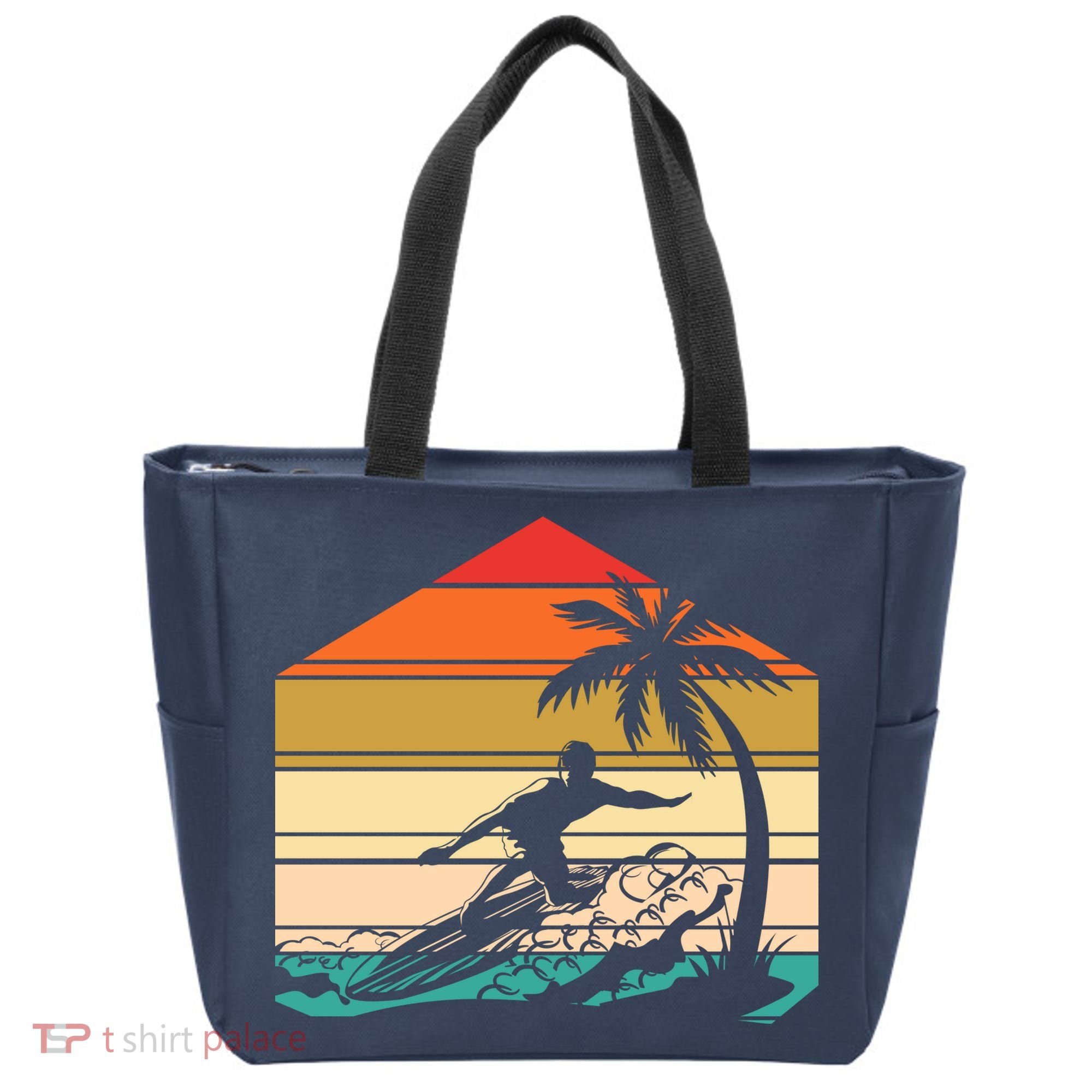 Surfer Summer Tropical Sunset Tote Bag
