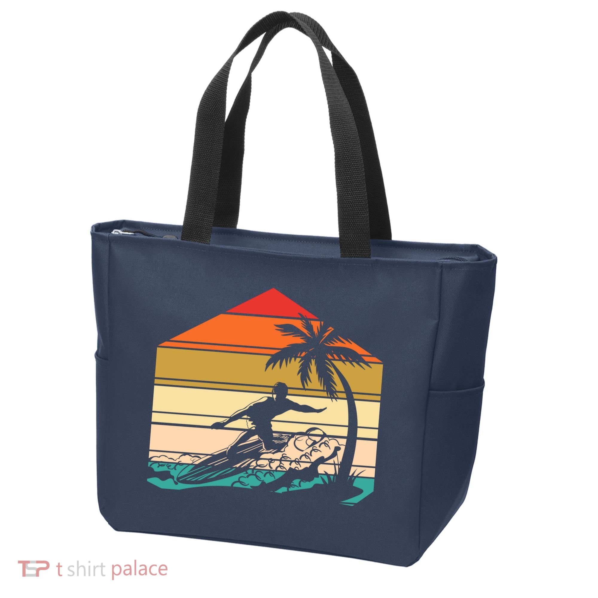 Surfer Summer Tropical Sunset Tote Bag