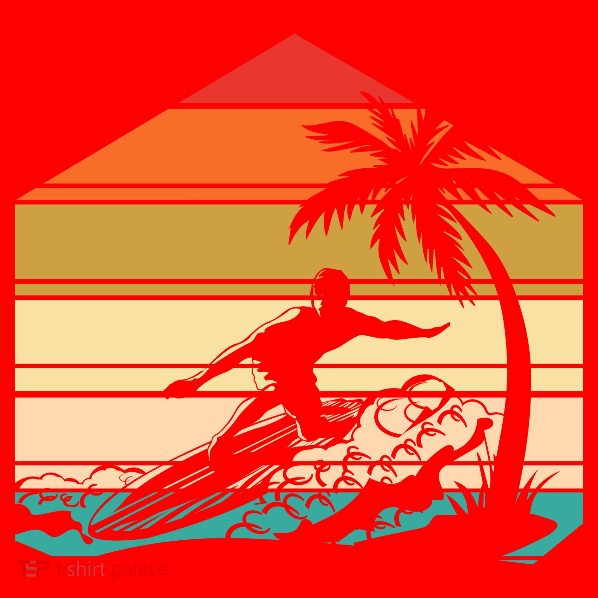 Surfer Summer Tropical Sunset Santa Hat
