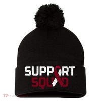 Support Squad Throat Oral Head & Neck Cancer Awareness Pom Pom 12in Knit Beanie thumb 0