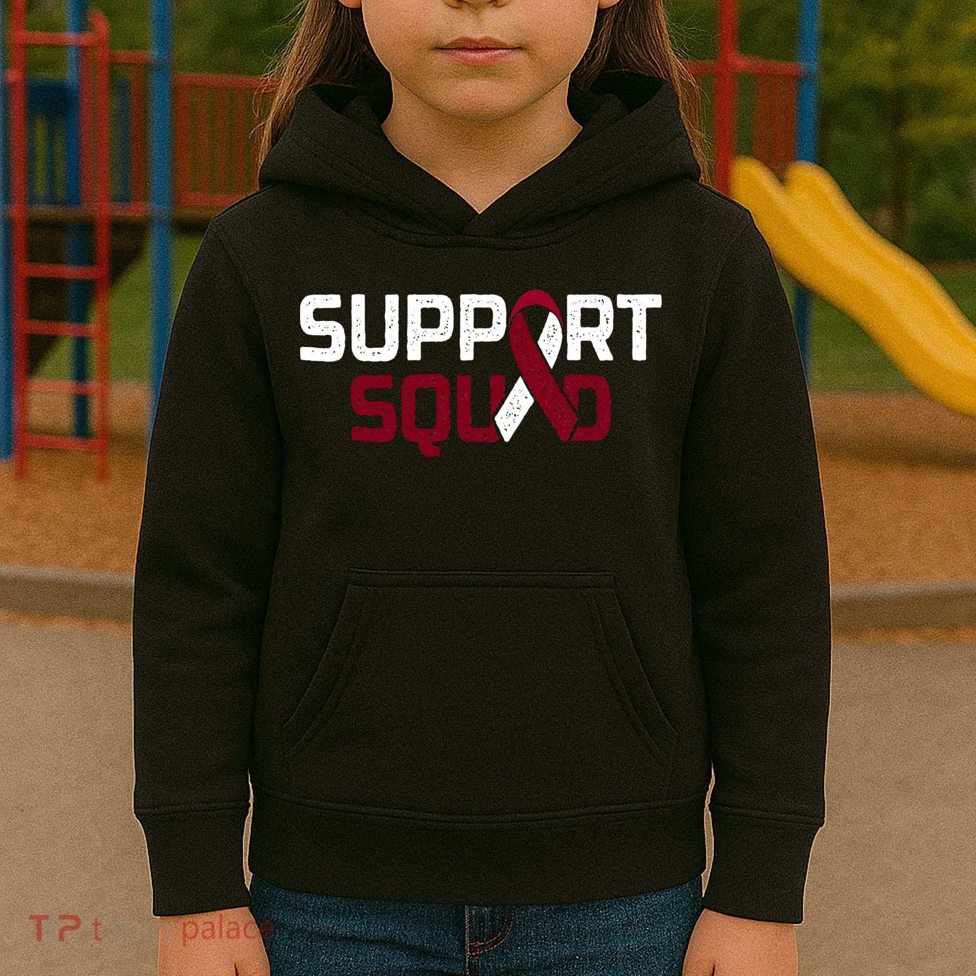Support Squad Throat Oral Head & Neck Cancer Awareness Kids Hoodie