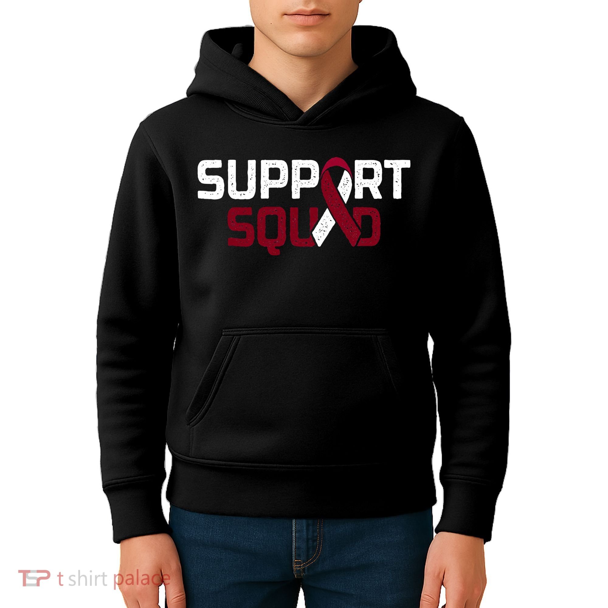 Support Squad Throat Oral Head & Neck Cancer Awareness Kids Hoodie