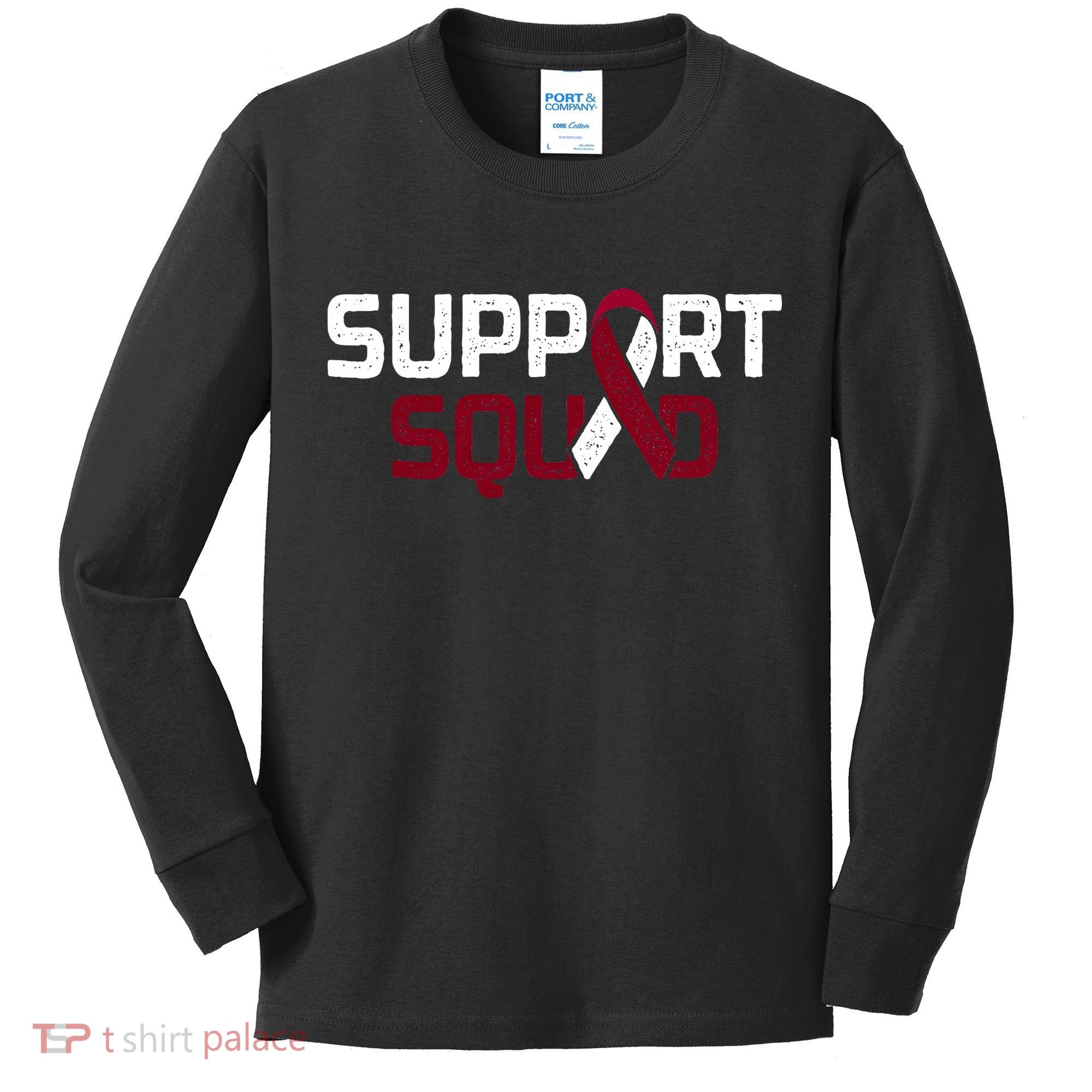 Support Squad Throat Oral Head & Neck Cancer Awareness Kids Long Sleeve Shirt