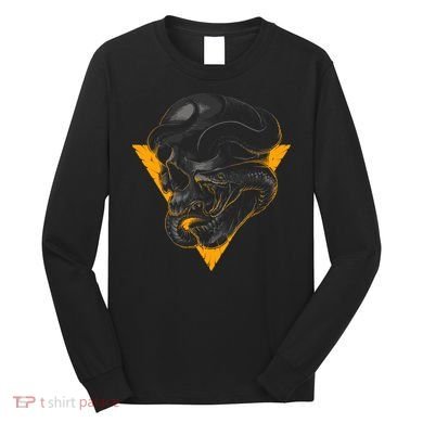 Skull Snake Triangle Graphic Design Long Sleeve Shirt