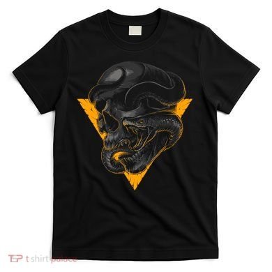 Skull Snake Triangle Graphic Design T-Shirt